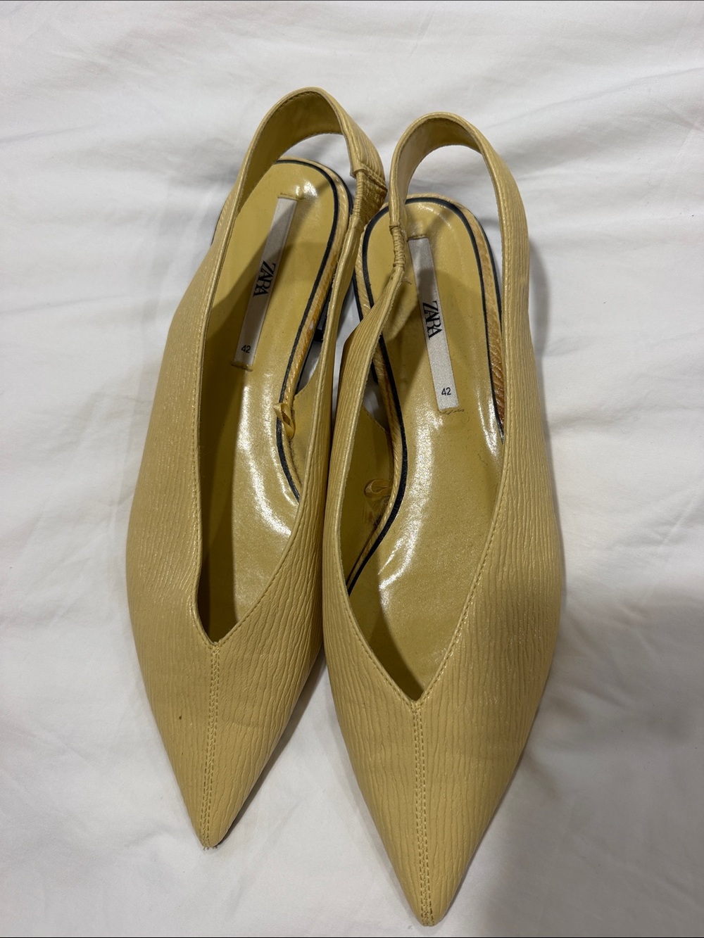 ZARA Mustard Yellow Pointed Slingback Heels